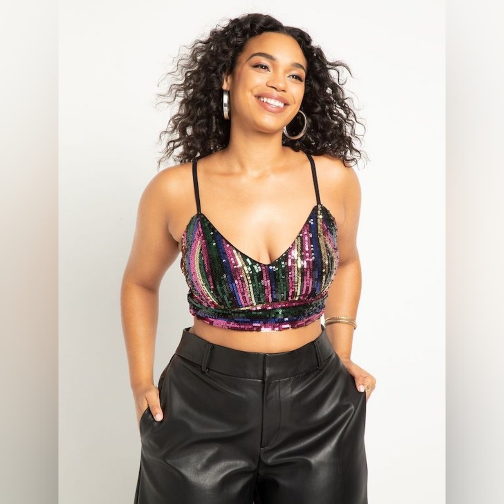 Eloquii | Rainbow Sequin Crop Tank, Sz. 20